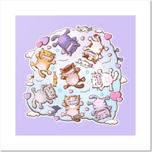 Cute mini cats in kawaii style Posters and Art
